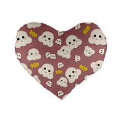 Cute Kawaii Popcorn Pattern Standard 16  Premium Heart Shape Cushions