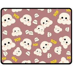 Cute Kawaii Popcorn Pattern Double Sided Fleece Blanket (medium)  by Valentinaart