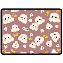 Cute Kawaii Popcorn Pattern Double Sided Fleece Blanket (large) 