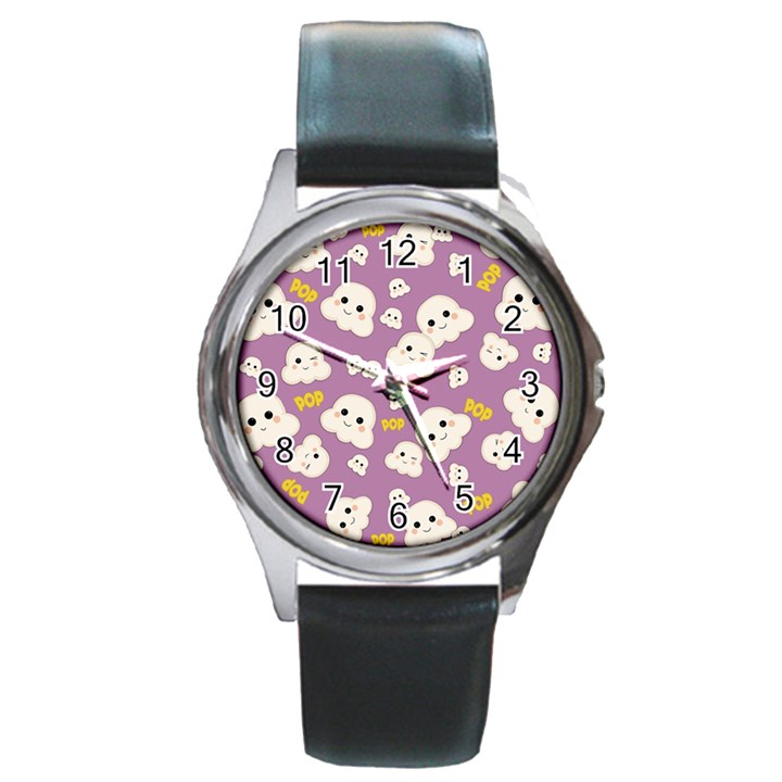 Cute Kawaii Popcorn pattern Round Metal Watch