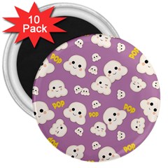 Cute Kawaii Popcorn Pattern 3  Magnets (10 Pack)  by Valentinaart