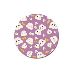 Cute Kawaii Popcorn Pattern Magnet 3  (round) by Valentinaart