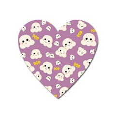 Cute Kawaii Popcorn Pattern Heart Magnet by Valentinaart