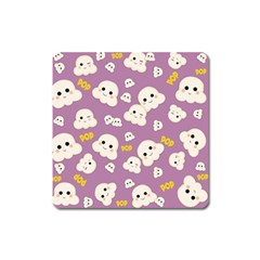 Cute Kawaii Popcorn Pattern Square Magnet by Valentinaart