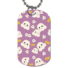 Cute Kawaii Popcorn Pattern Dog Tag (one Side) by Valentinaart