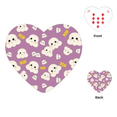 Cute Kawaii Popcorn Pattern Playing Cards (heart) by Valentinaart