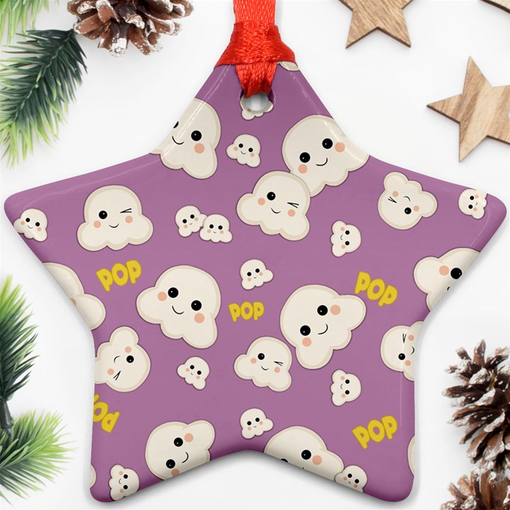 Cute Kawaii Popcorn pattern Star Ornament (Two Sides)