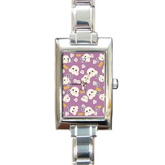 Cute Kawaii Popcorn Pattern Rectangle Italian Charm Watch by Valentinaart