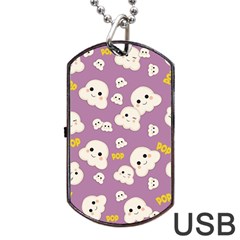 Cute Kawaii Popcorn Pattern Dog Tag Usb Flash (one Side) by Valentinaart