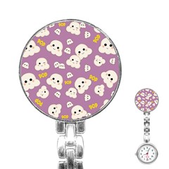 Cute Kawaii Popcorn Pattern Stainless Steel Nurses Watch by Valentinaart