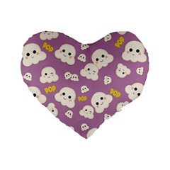 Cute Kawaii Popcorn Pattern Standard 16  Premium Flano Heart Shape Cushions