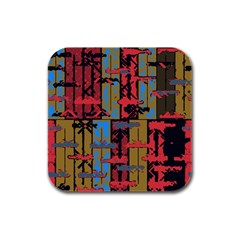 Rectangles Texture                                                    Rubber Square Coaster (4 Pack by LalyLauraFLM