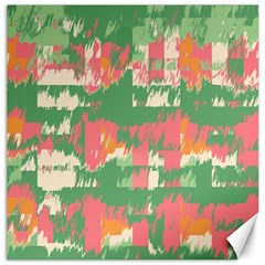 Pink Scratches On A Green Background                                                      Canvas 12  X 12  by LalyLauraFLM