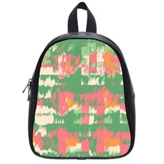 Pink Scratches On A Green Background                                                      School Bag (small) by LalyLauraFLM