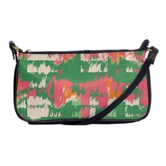 Pink Scratches On A Green Background                                                      Shoulder Clutch Bag by LalyLauraFLM