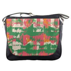 Pink Scratches On A Green Background                                                      Messenger Bag by LalyLauraFLM