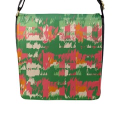 Pink Scratches On A Green Background                                                      Flap Closure Messenger Bag (l) by LalyLauraFLM