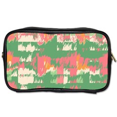 Pink Scratches On A Green Background                                                      Toiletries Bag (two Sides) by LalyLauraFLM