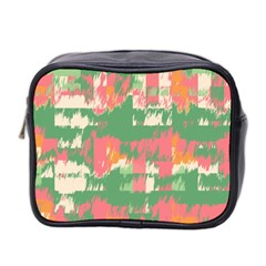 Pink Scratches On A Green Background                                                      Mini Toiletries Bag (two Sides) by LalyLauraFLM