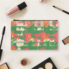 Pink Scratches On A Green Background                                                      Cosmetic Bag by LalyLauraFLM