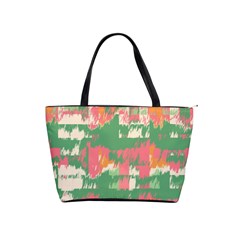 Pink Scratches On A Green Background                                                      Classic Shoulder Handbag by LalyLauraFLM