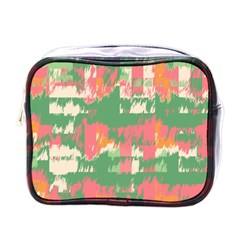 Pink Scratches On A Green Background                                                      Mini Toiletries Bag (one Side) by LalyLauraFLM