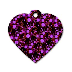 Purple Red  Roses Dog Tag Heart (two Sides) by snowwhitegirl