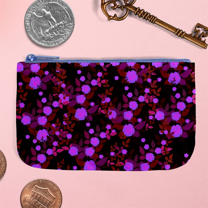 Purple Red  Roses Large Coin Purse