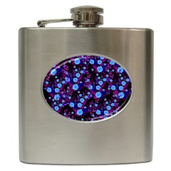 Purple Blue  Roses Hip Flask (6 Oz)