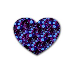 Purple Blue  Roses Heart Coaster (4 Pack)  by snowwhitegirl