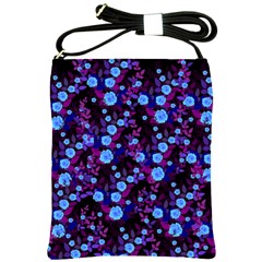 Purple Blue  Roses Shoulder Sling Bag by snowwhitegirl