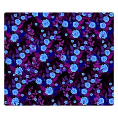 Purple Blue  Roses Double Sided Flano Blanket (small) 