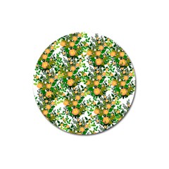 Peach Roses White Magnet 3  (round) by snowwhitegirl