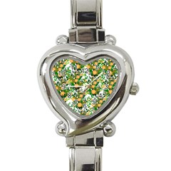 Peach Roses White Heart Italian Charm Watch by snowwhitegirl