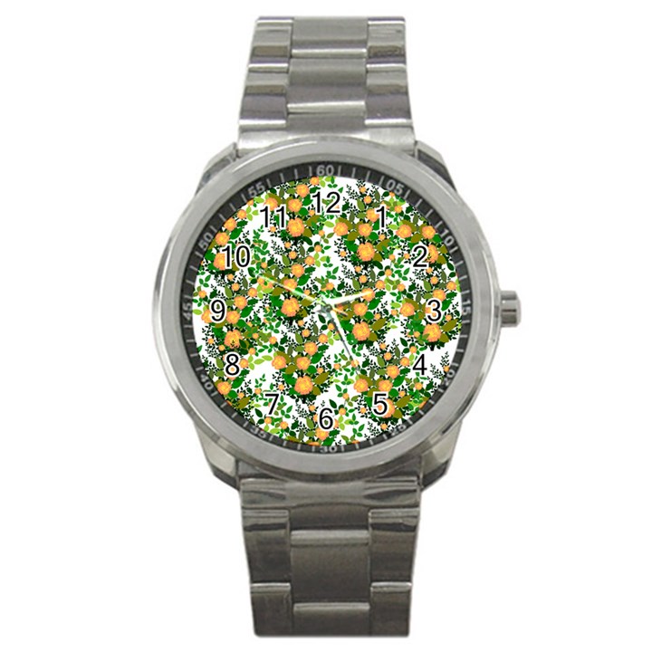 Peach Roses White Sport Metal Watch