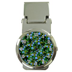 Blue Luminescent Roses Money Clip Watches by snowwhitegirl