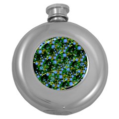 Blue Luminescent Roses Round Hip Flask (5 Oz) by snowwhitegirl