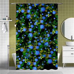 Blue Luminescent Roses Shower Curtain 48  X 72  (small)  by snowwhitegirl