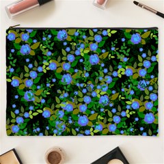 Blue Luminescent Roses Cosmetic Bag (xxxl)