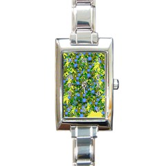 Blue Luminescent Roses Yellow Rectangle Italian Charm Watch by snowwhitegirl