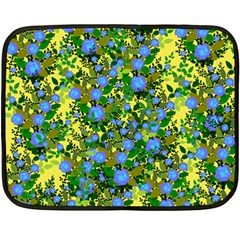 Blue Luminescent Roses Yellow Fleece Blanket (mini) by snowwhitegirl