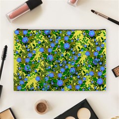 Blue Luminescent Roses Yellow Cosmetic Bag (large) by snowwhitegirl