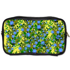 Blue Luminescent Roses Yellow Toiletries Bag (one Side) by snowwhitegirl