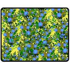 Blue Luminescent Roses Yellow Fleece Blanket (medium)  by snowwhitegirl