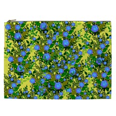 Blue Luminescent Roses Yellow Cosmetic Bag (xxl)