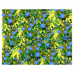 Blue Luminescent Roses Yellow Double Sided Flano Blanket (medium)  by snowwhitegirl