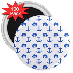 Vintage Face Anchor Blue 3  Magnets (100 Pack) by snowwhitegirl