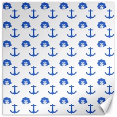 Vintage Face Anchor Blue Canvas 12  X 12  by snowwhitegirl