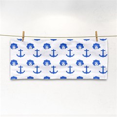 Vintage Face Anchor Blue Hand Towel by snowwhitegirl