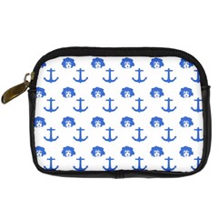 Vintage Face Anchor Blue Digital Camera Leather Case by snowwhitegirl